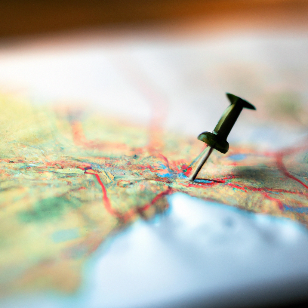 Minimal map with a red pin indicating our office area